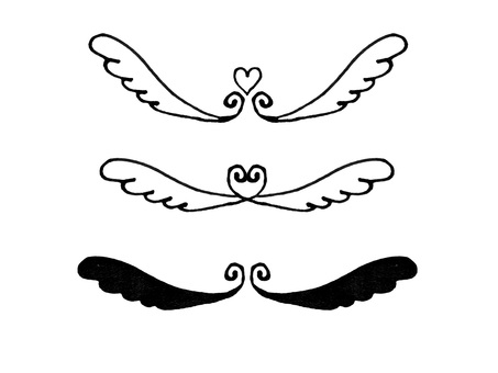 [Marker] Heart x Feather Line, heart, feathers, line, JPG and PNG