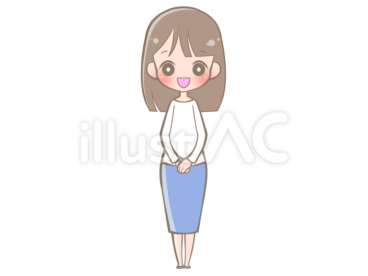 全身-手を組む女性-笑顔201005 女性,笑顔,挨拶のイラスト素材