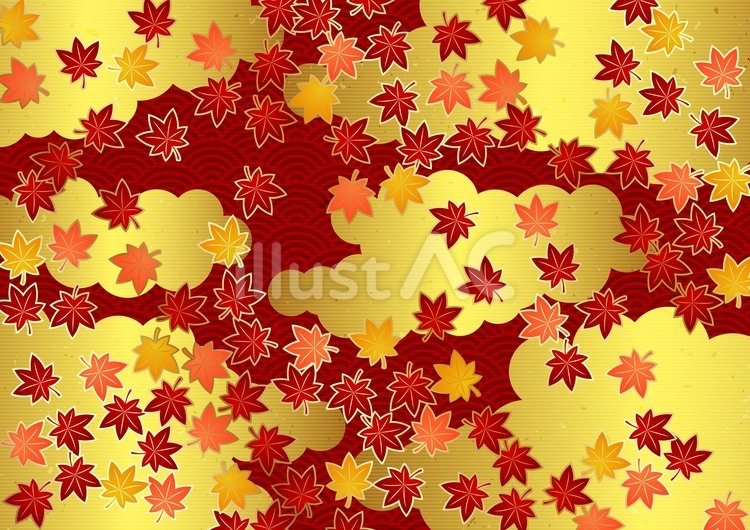 Autumn25152 楓,雲,紅葉のイラスト素材