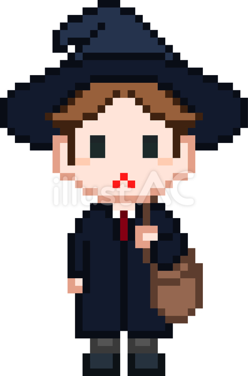 ドット絵の魔法学校の男子学生です。 ドット絵,魔法学校,学生のイラスト素材
