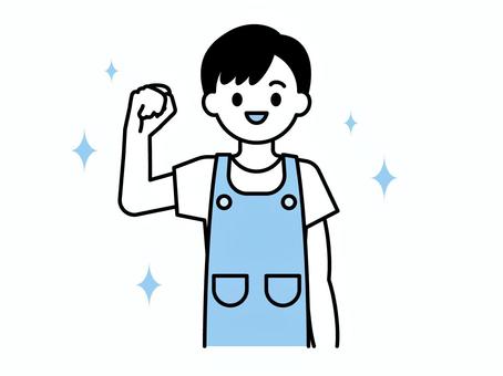 エプロンを着けた男性のイラスト03 人物,男性,20代,30代,40代,保育士,幼稚園教諭,介護士,介護福祉士,幼稚園のイラスト素材