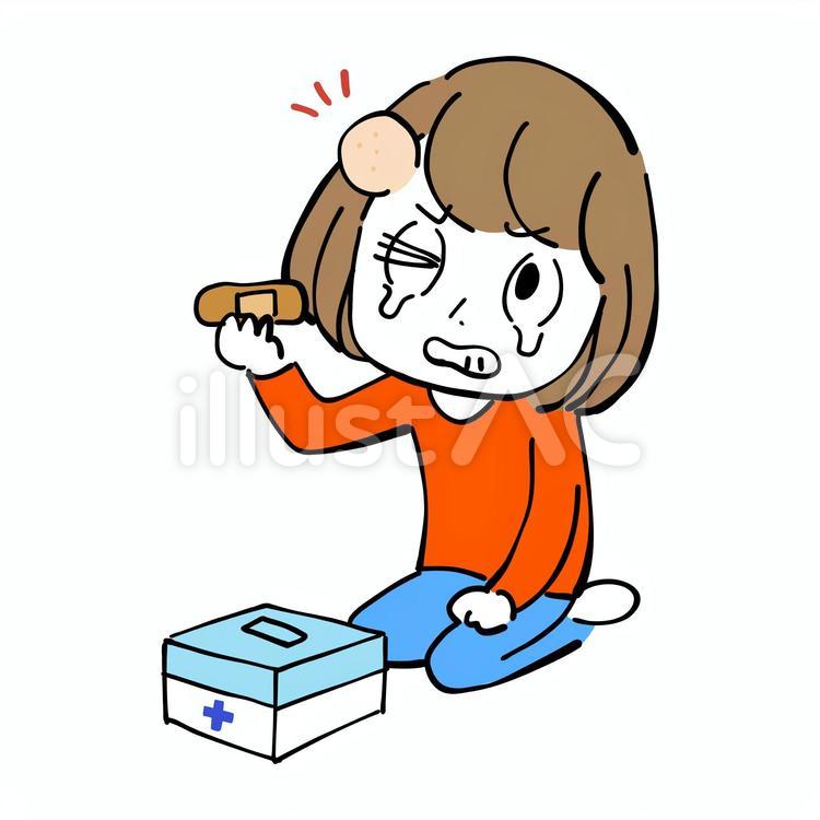 女性　たんこぶ　怪我 女性,たんこぶ,怪我のイラスト素材