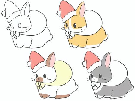 クリスマスプレゼントをお届けする兎さん クリスマスプレゼントをお届けする兎さん 兎,クリスマス,サンタクロース,12月,イベント,プレゼント,ペット,可愛い,線画,塗り絵のイラスト素材