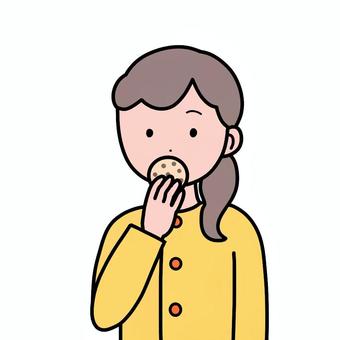 シンプルもぐもぐ女 シンプル,もぐもぐ,女,人,間食のイラスト素材