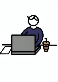 デスクワーク デスクワーク,仕事,男性,人物,パソコン,遠隔ワーク,飲み物,プリント,テーブル,編集のイラスト素材