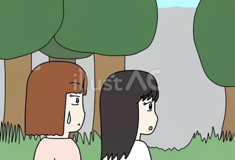 森　迷う　道に迷う 森,迷う,遭難のイラスト素材