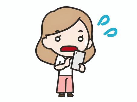 パソコンに使う女性:汗