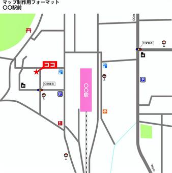 Illustration, map, road, station, 