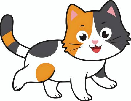 お散歩中の三毛猫 三毛猫,猫,保護猫のイラスト素材