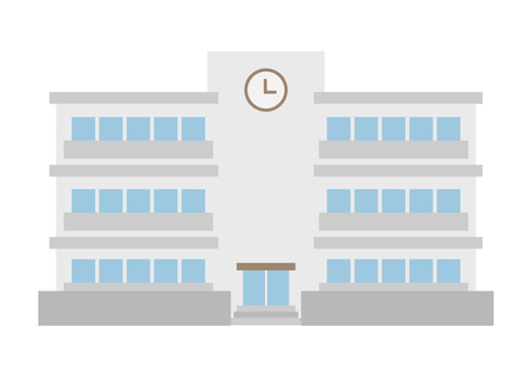 学校のイラスト素材 建物イラスト,建物,学校,小学校,中学校,高校,建造物,施設,公共施設,校舎のイラスト素材
