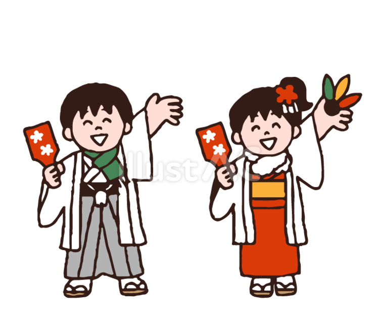 羽根つきで遊ぶ男の子女の子 羽根つき,人物,羽子板のイラスト素材
