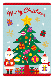 ポップなクリスマスカード01 クリスマス,サンタ,トナカイ,くま,ねこ,クリスマスリース,クリスマスツリー,ツリー,サンタクロース,メリークリスマスのイラスト素材