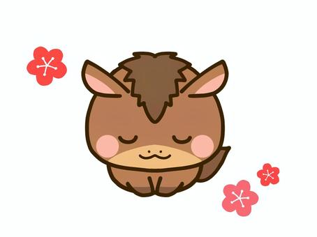 正座をして両手をつく二頭身のうま 午年,馬,十二支,干支,かわいい,2026,2026年,謹賀新年,お辞儀,正座のイラスト素材