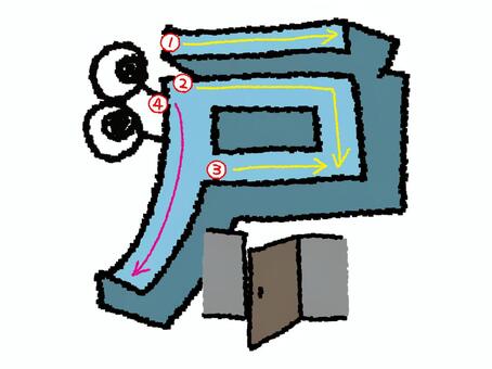 戸　漢字　書き順あり 戸,フォント,漢字,立体,文字絵,目,書き順,矢印,4画,可愛いのイラスト素材