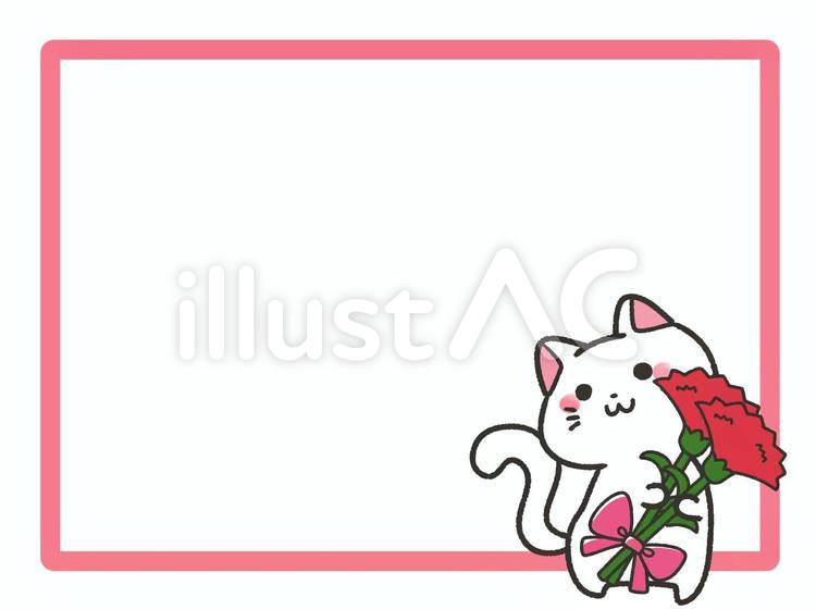母の日フレーム　猫とカーネーション1 母の日,カーネーション,猫のイラスト素材