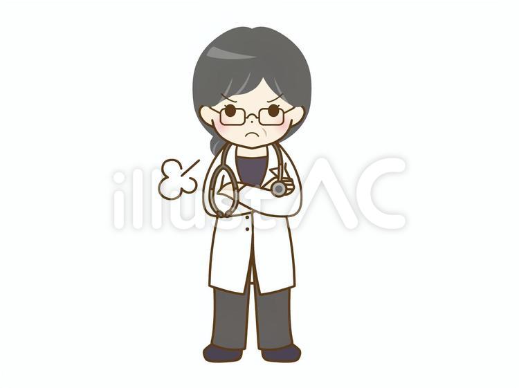 怒る中年女性医師 女性,女医,中年のイラスト素材