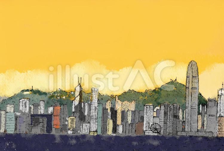香港夕暮れ2 香港,ヴィクトリア・ハーバー,ケネディタウンのイラスト素材