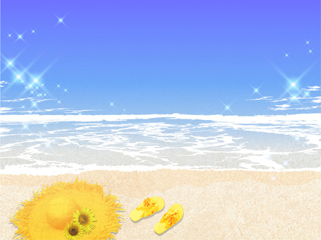 夏のビーチのガーリーな風景 su079 夏のビーチのガーリーな風景 su079 海,キラキラ,麦わら帽子,ビーチサンダル,女子旅,夏,波,海岸,浜辺,砂のイラスト素材