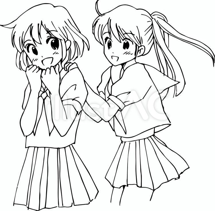 セーラー服を着た女の子二人イラスト No 無料イラストなら イラストac