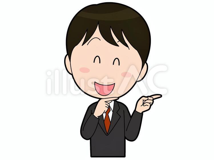 指差すスーツを着た男性会社員_031 男性,注目,ビジネスマンのイラスト素材