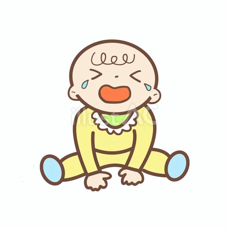 お座りして泣く赤ちゃん 赤ちゃん,あかちゃん,泣くのイラスト素材