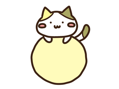 丸い吹き出しにのるかわいい三毛猫