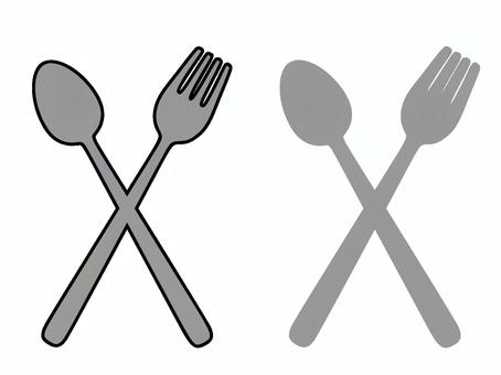 Illustration, fork, spoon, dishes, 