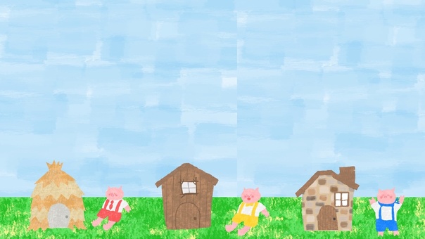 Three little pigs and their house, tiny, 3 little pigs, picture book, JPG and EPS