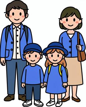 ネイビーの大人と子供の旅行者です。 大人,子供,シンプル,旅行,旅路,旅人,ネイビーのイラスト素材