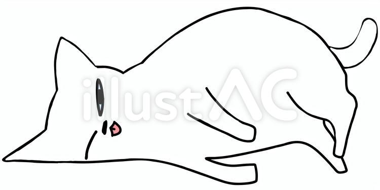 ごろ寝の白猫 猫,かわいい,挿絵のイラスト素材