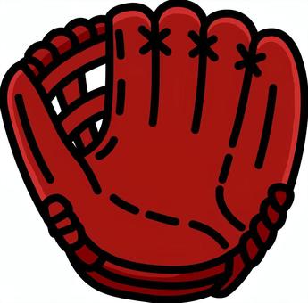 赤の野球グローブです。 野球,グローブ,シンプル,キャッチボール,ミット,球技,スポーツ,捕球,少年野球,外野手のイラスト素材