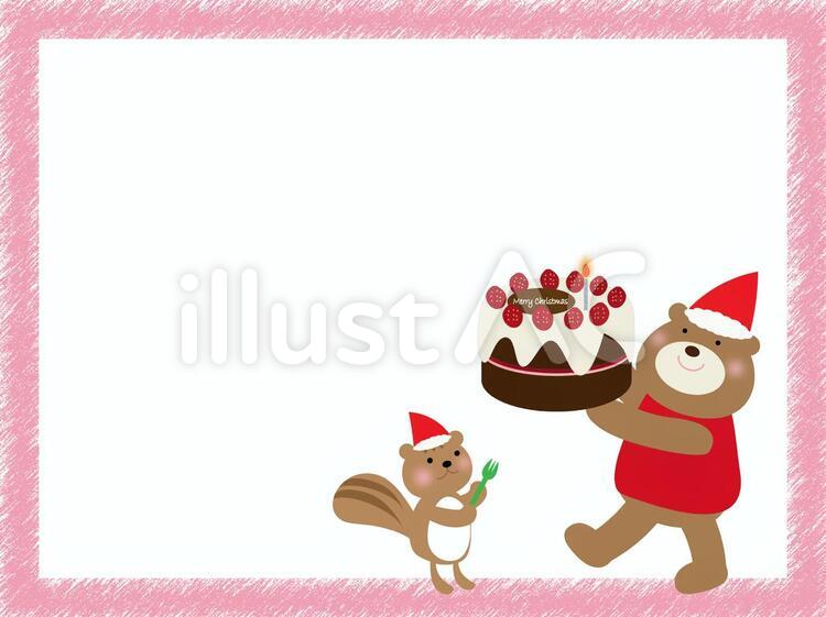 クリスマスケーキのフレーム 冬,フレーム,クリスマスのイラスト素材