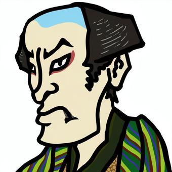 浮世絵の歌舞伎俳優の役者絵 左向き 歌舞伎,歌舞伎絵,kabuki,役者絵,浮世絵,浮世絵師,風俗画,肉筆画,木版画,看板絵のイラスト素材
