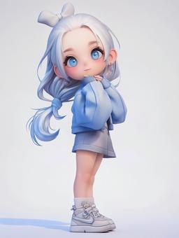 Illustration, chibi character, deformed, tiny, 