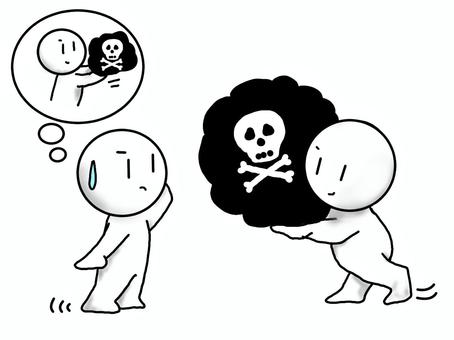 倍返し　復讐 倍返し,仕返し,復讐,報復,仕打ち,ダメージ,損失,どくろマーク,人間関係,人物のイラスト素材