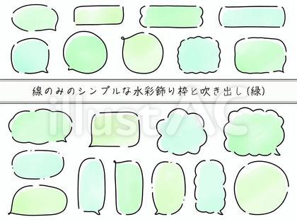 線のみのシンプルな飾り枠と吹き出し(緑)