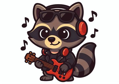 ギターを弾くアライグマ