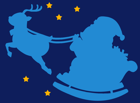 サンタクロース・シルエット・星 サンタ,サンタクロース,シルエット,トナカイ,クリスマス,クリスマスイブ,アイコン,影,xmas,christmasのイラスト素材