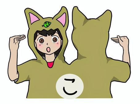 手話でひらがな「こ」 女の子,手話,ハンドサイン,ひらがな,こ,上半身,コスプレのイラスト素材