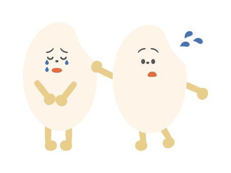 泣いているのを慰める米粒キャラクター 米粒,キャラクター,米,白米,泣く,涙,汗,慰める,励ます,悲しいのイラスト素材