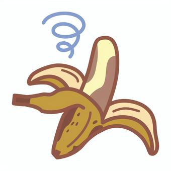 皮を剥いた熟しすぎた黒いバナナ バナナ,黒い,茶色,果物,熟す,腐る,剥くのイラスト素材