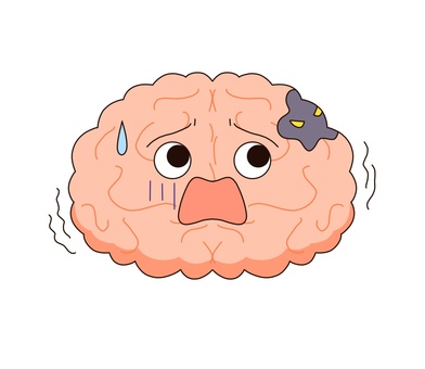 病気になった脳みそ 脳,脳みそ,大脳,病気,脳梗塞,脳腫瘍,脳卒中,病原体,腫瘍,悪性のイラスト素材