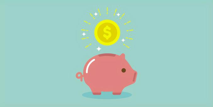 貯金箱とお金(貯金・経済)バナーイラスト 貯金箱,豚,貯蓄,お金,節約,ビジネス,小銭,コイン,家計,金融のイラスト素材