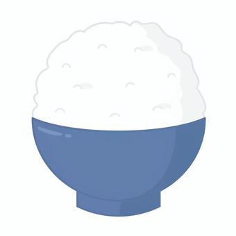 山盛りご飯_青い茶碗 ご飯,米,山盛り,大盛り,白米,茶碗,食べ物,食,青,シンプルのイラスト素材