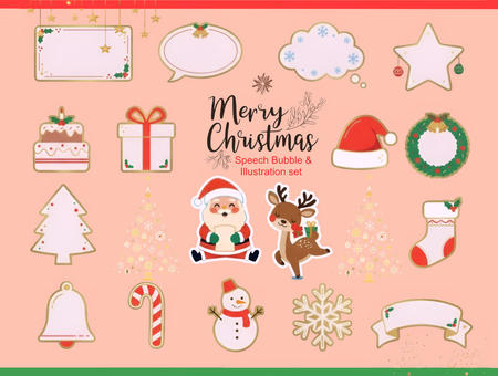 クリスマスミニイラストセット cs006 クリスマス,christmas,フレーム,枠,吹き出し,speechbubble,サンタクロース,見出し,illustration,イラストのイラスト素材
