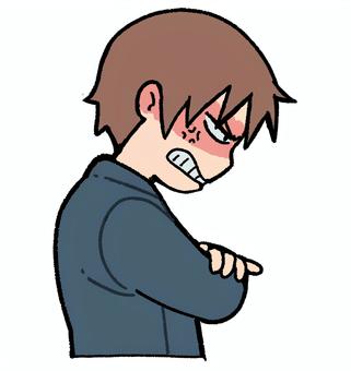イライラな男性 横顔,怒る,イラつく,文句,愚痴,ポップ,かわいい,男性のイラスト素材