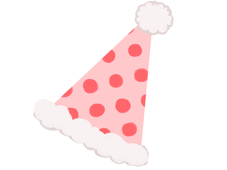 赤いドット柄のピンク帽子 三角帽,パーティー,グッズ,ピンク,赤,ドット,お祝い,誕生日,かわいい,帽子のイラスト素材