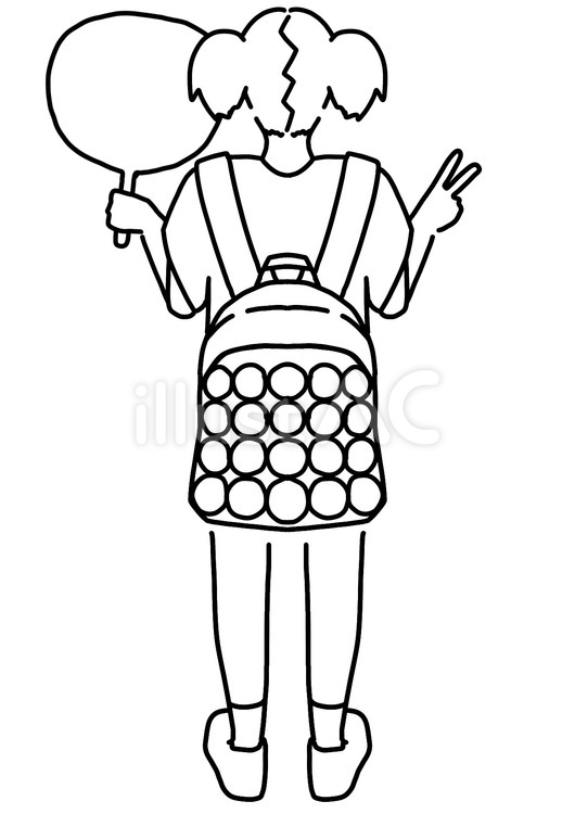 大量缶バッチとうちわとピース女子　線画 缶バッチ,推し活,女性のイラスト素材