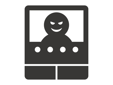 インターホンのモニターに映る怪しい訪問者 インターホン,モニター,不審者,訪問者,怪しい,悪人,犯人,防犯,セキュリティ,悪質のイラスト素材