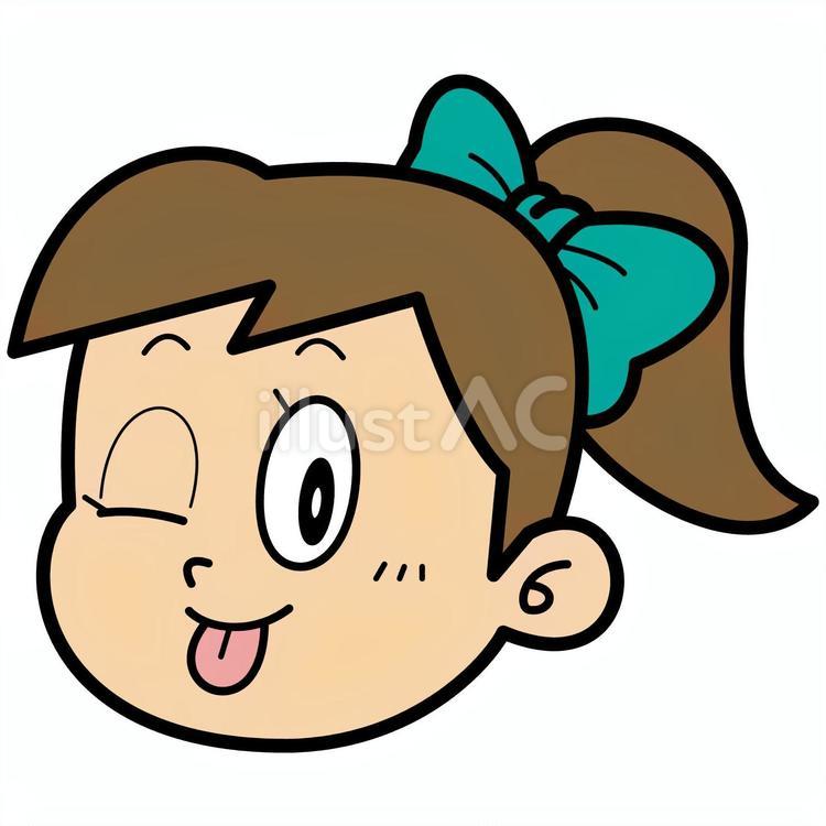 女の子の顔　「てへっ」 女の子,人間,顔のイラスト素材
